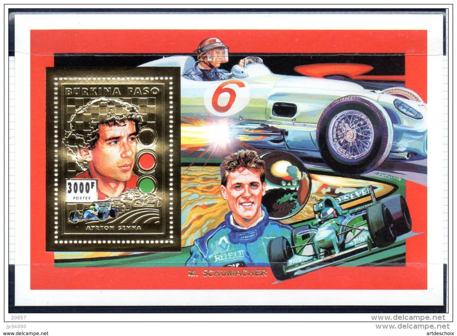 BURKINA FASO  , Michael Schumacher. Pilotes De Courses NEUF. BF OR  3000 Cfa - Burkina Faso (1984-...)