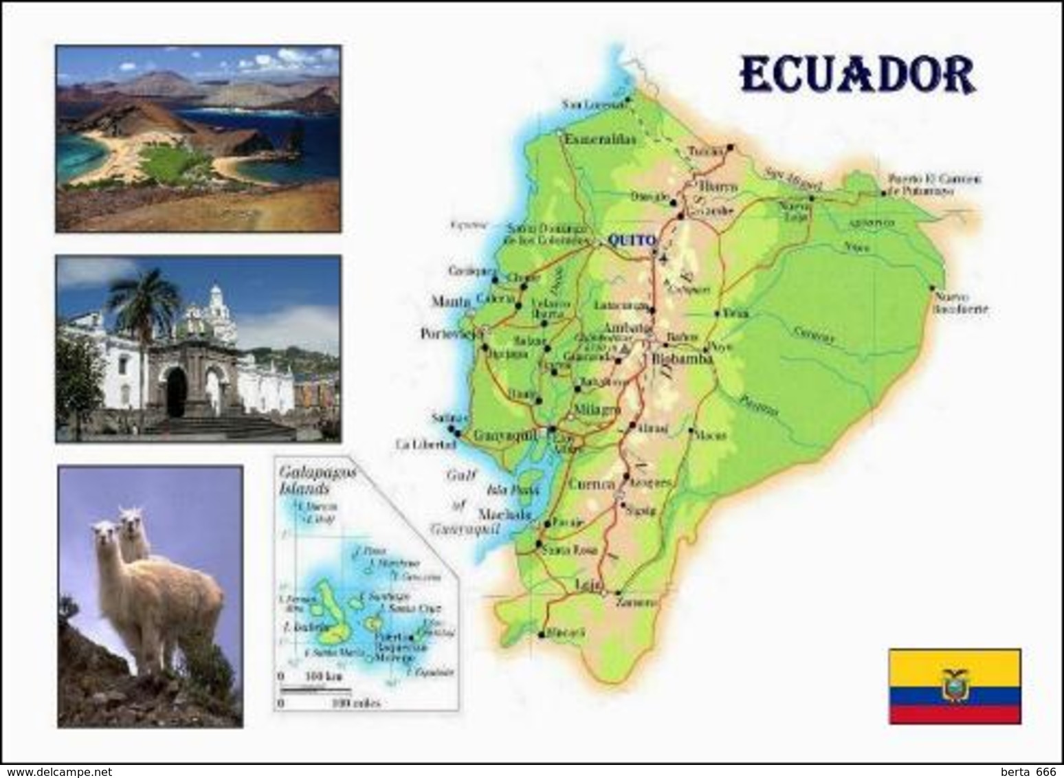 Ecuador Country Map New Postcard Ekuador Landkarte AK - Ecuador