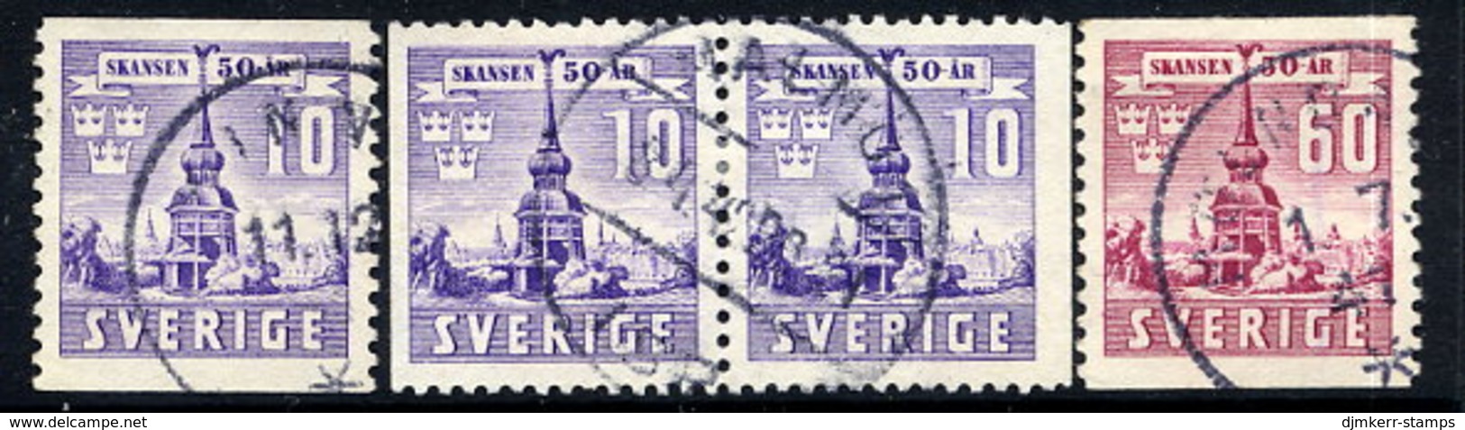 SWEDEN 1941 Skansen Museum Complete Used.  Michel  283-84A + 283 Dl/Dr - Used Stamps