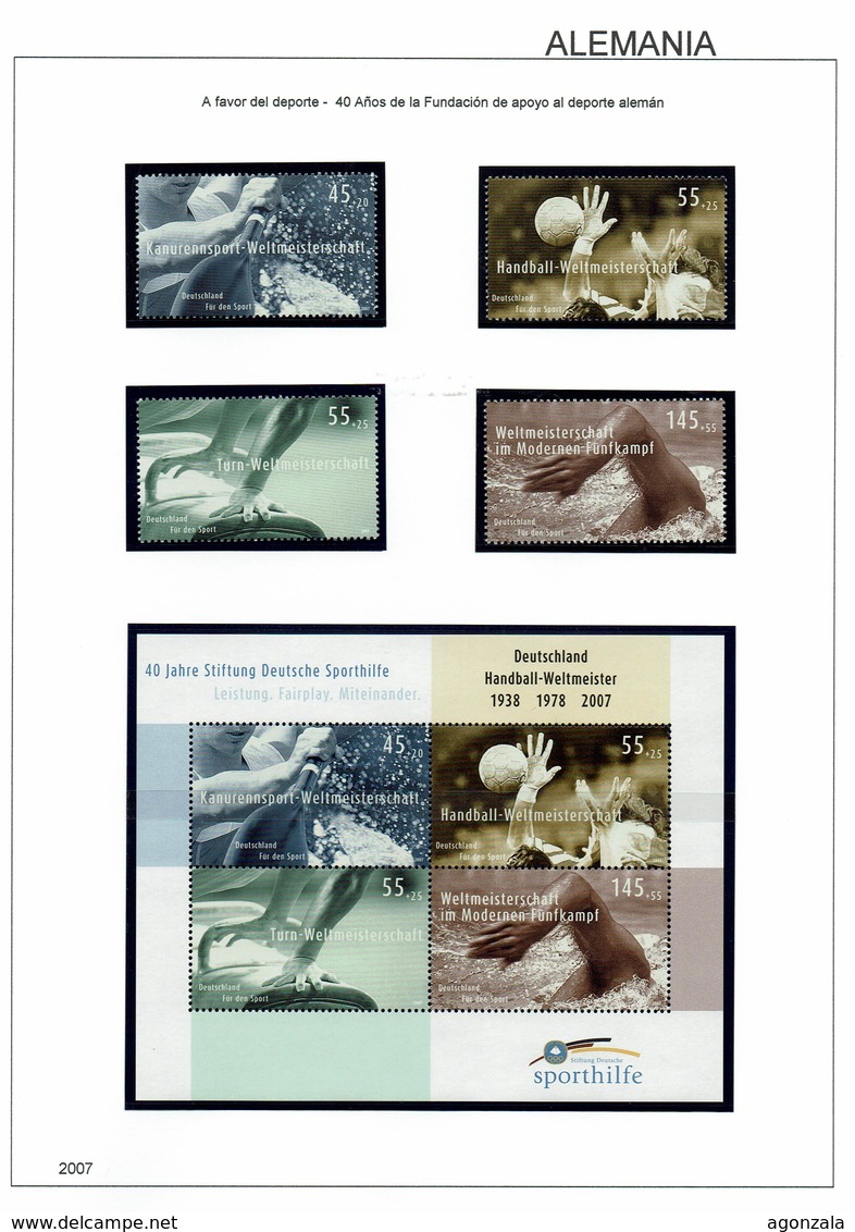 COLLECTION TIMBRES NOUVELLES MNH DE ALEMANIA ANNÉES 1975 À 2018 COMPLETES MONTÉE DANS 5 ALBUMS AVEC BANDES HAWID - Collections (with Albums)