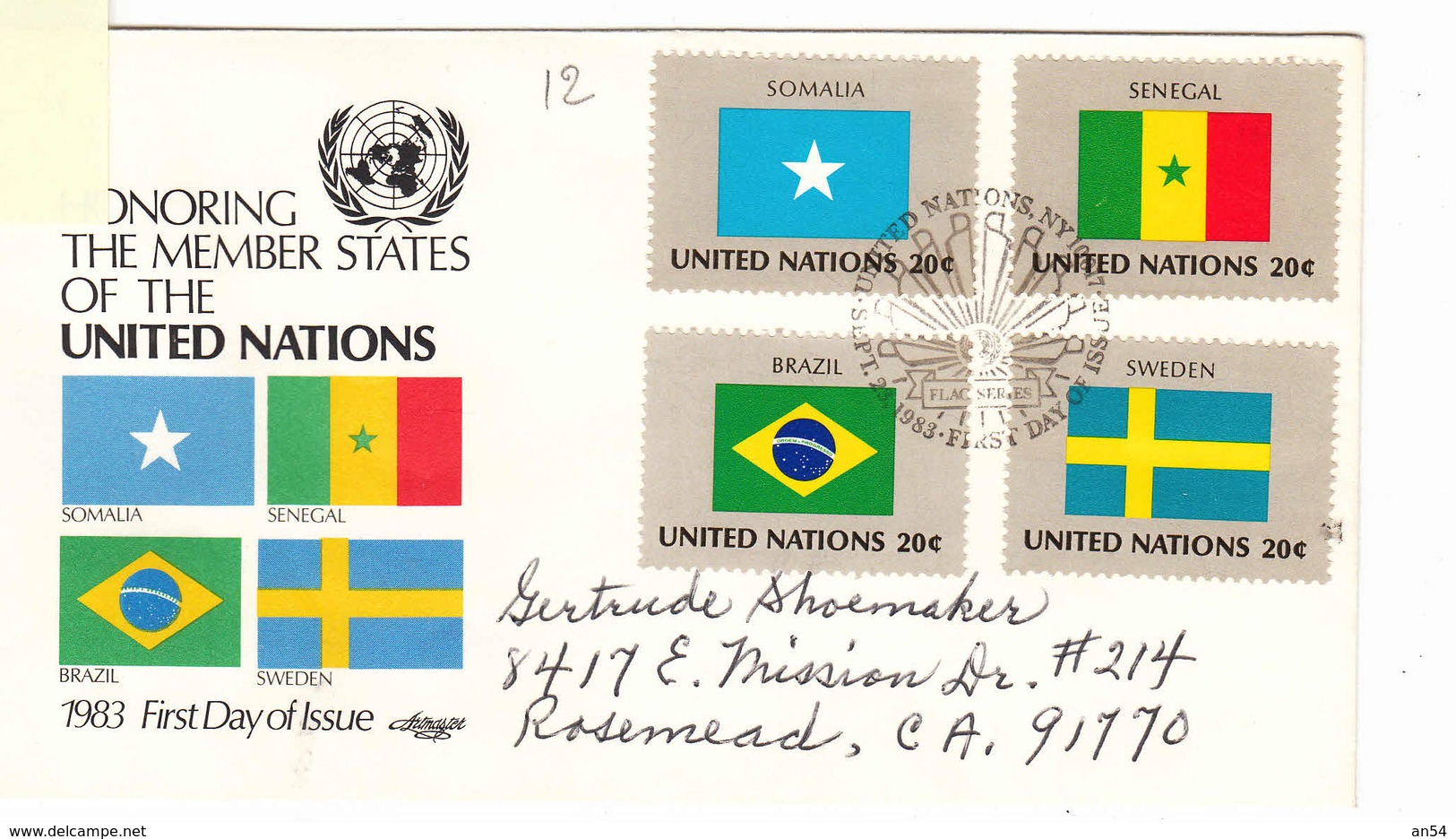 NATIONS-UNIES   NEW YORK   1983 FDC CIRCULEE  BONNE COTE - FDC