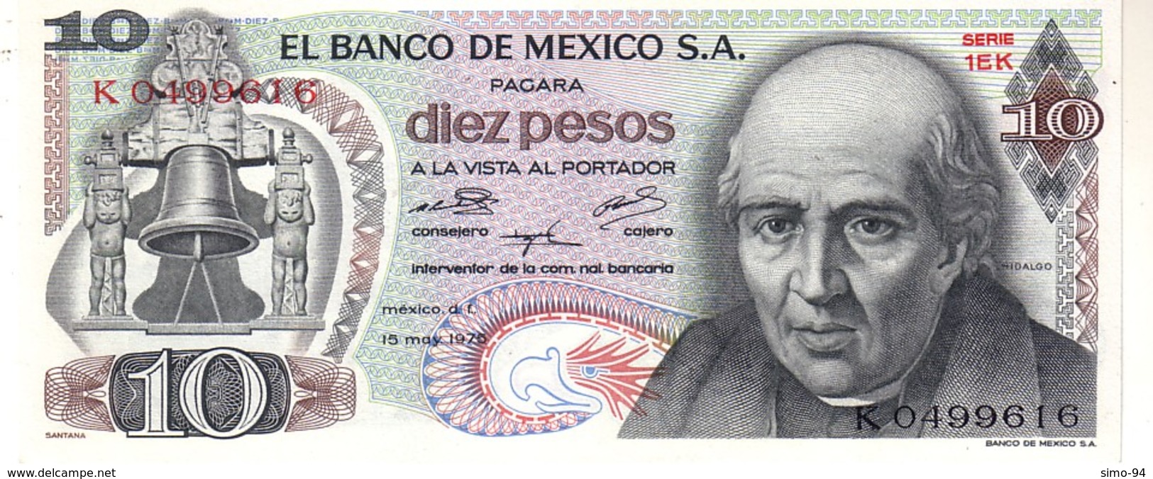 Mexico P.63 10 Pesos  1975 Unc - Mexique