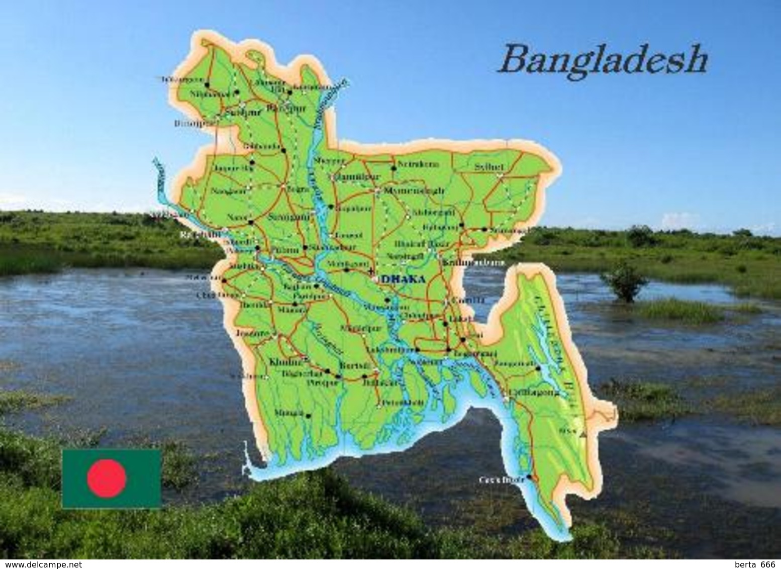 Bangladesh Country Map New Postcard - Bangladesh