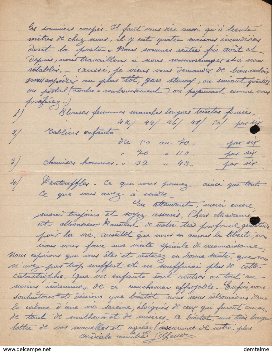 FACTURE - CORRESPONDANCE - MAISON LENOIR - AU TOUT PRATIQUE - STENAY - MEUSE - 22 NOVEMBRE 1940 - 1900 – 1949