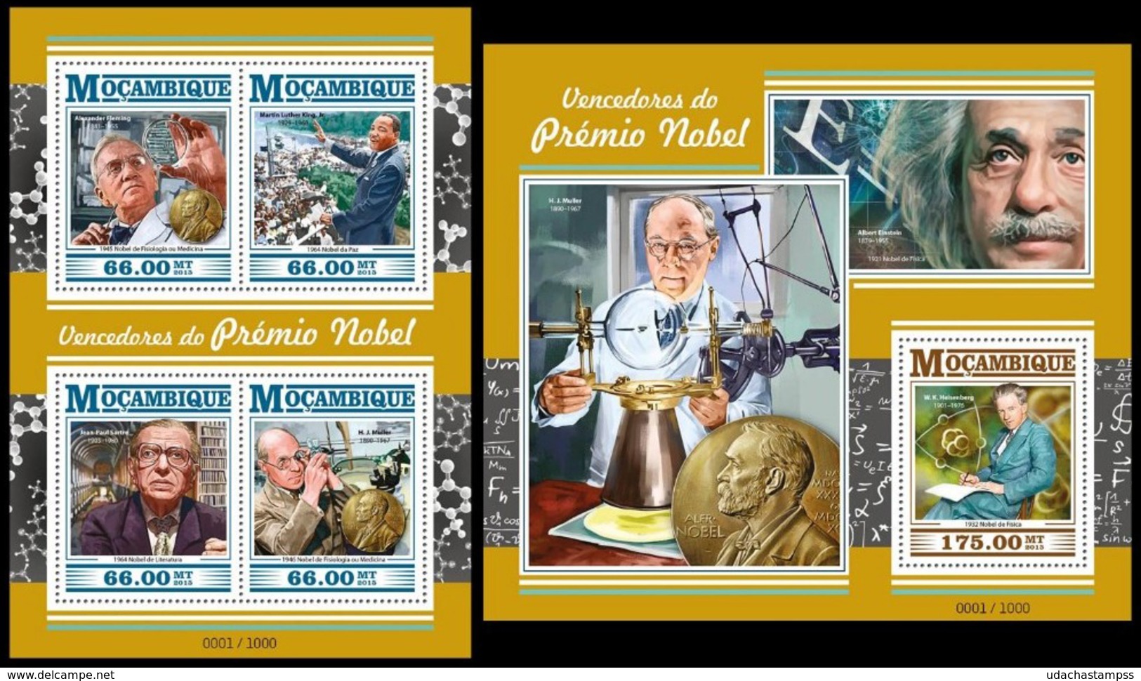 Mozambique 2015 Nobel Prize Laureates Klb + S/s MNH - Prix Nobel