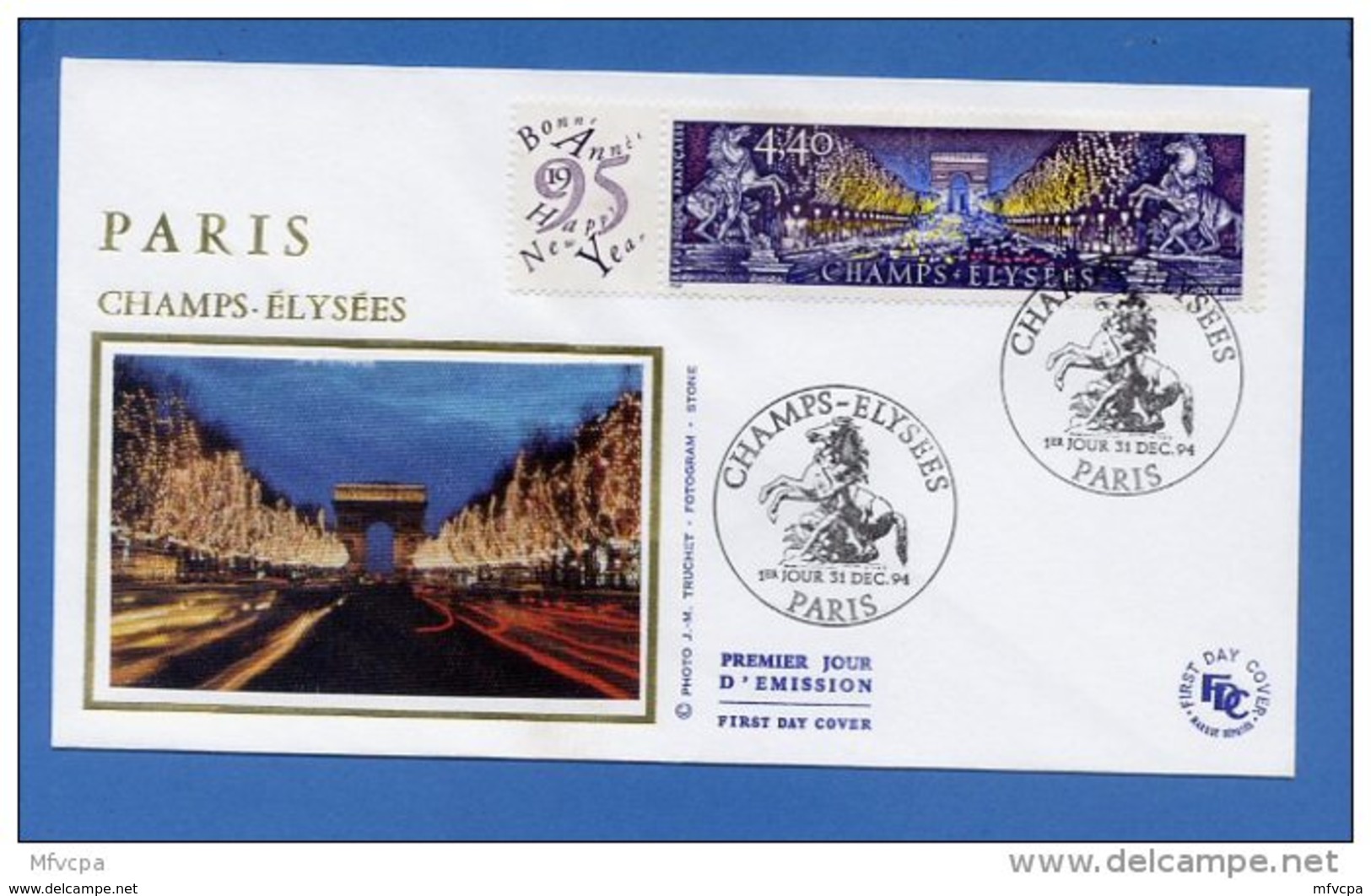 L4T235 FRANCE 1994 FDC Les Champs Elysées 4,40 Paris 31 12 1994/env. Illus. - 1990-1999