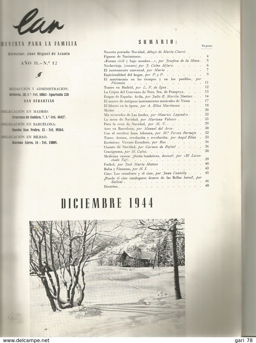 Revue Espagnole LAR Revista Para La Familia N° 12 Diciembre 1944 - Magazine Quasi Inconnu, Seulement 20 N°s édités - [2] 1981-1990