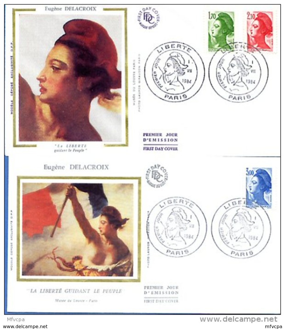 L4T597 FRANCE 1984 FDC Liberté 1,70 2,10 3,00f Paris 01 07 1984/2 Env. Illus. - 1982-1990 Liberté De Gandon