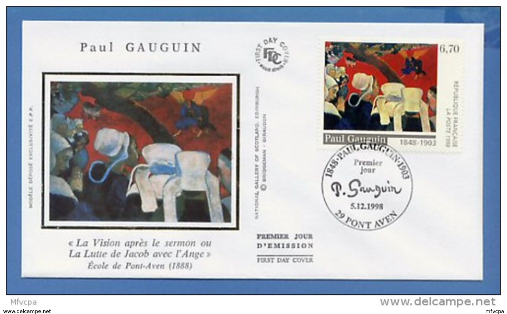 L4T679 FRANCE 1998 FDC Paul Gauguin 6,70F Pont Aven 05 12 05 1998 /env. Illus. - Moderne