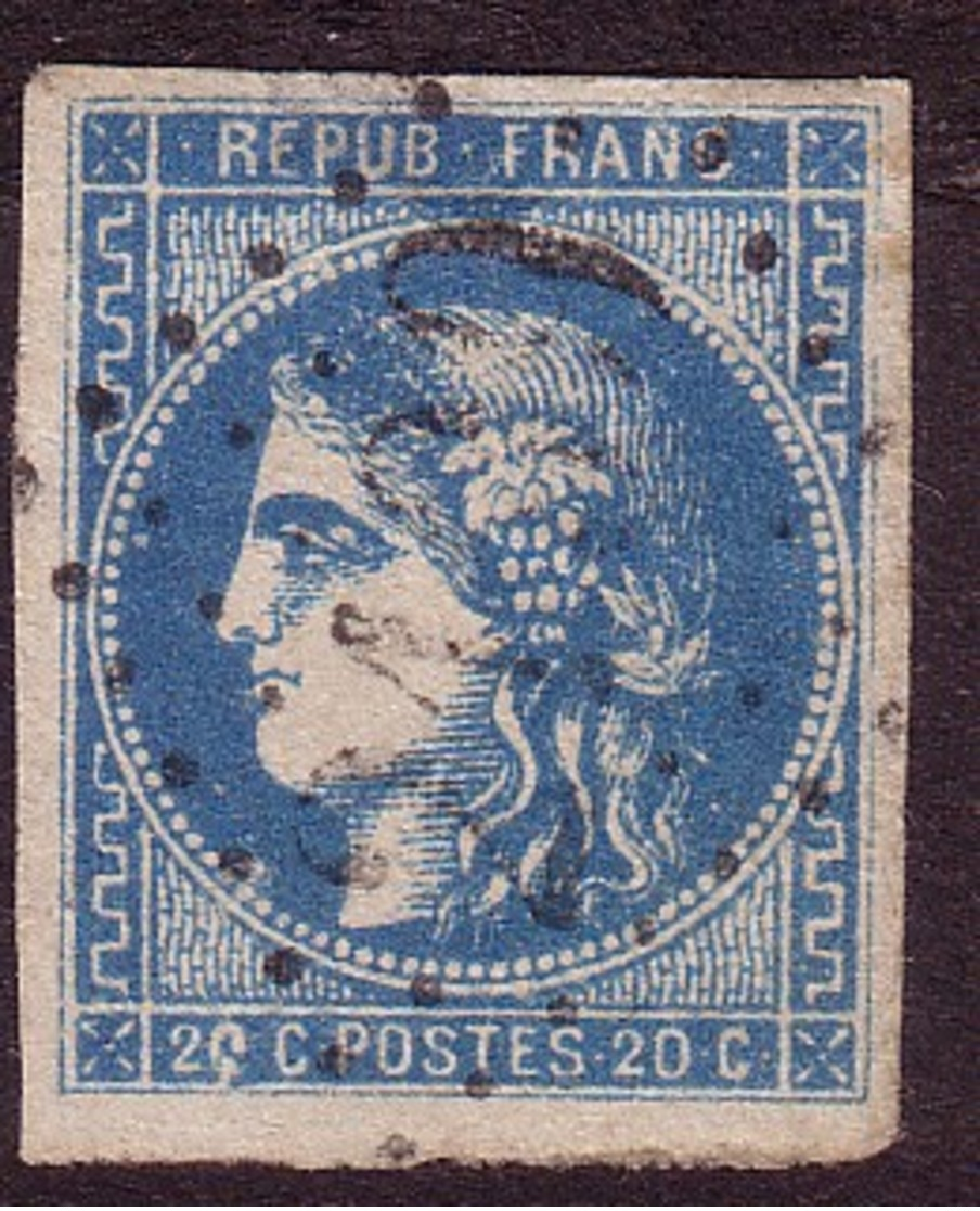 45B Emission De Bordeaux 20c Bleu - 1870 Bordeaux Printing