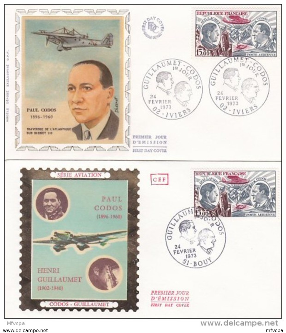 L4T799 FRANCE 1973 FDC Guillaumet Codos 15,00f  Iviers Bouy 24 02 1973/ 2 Env. Illus. - 1970-1979