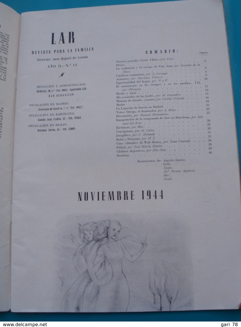 Revue Espagnole LAR Revista Para La Familia N° 11  Noviembre 1944 - Magazine Quasi Inconnu, Seulement 20 N°s édités - [2] 1981-1990