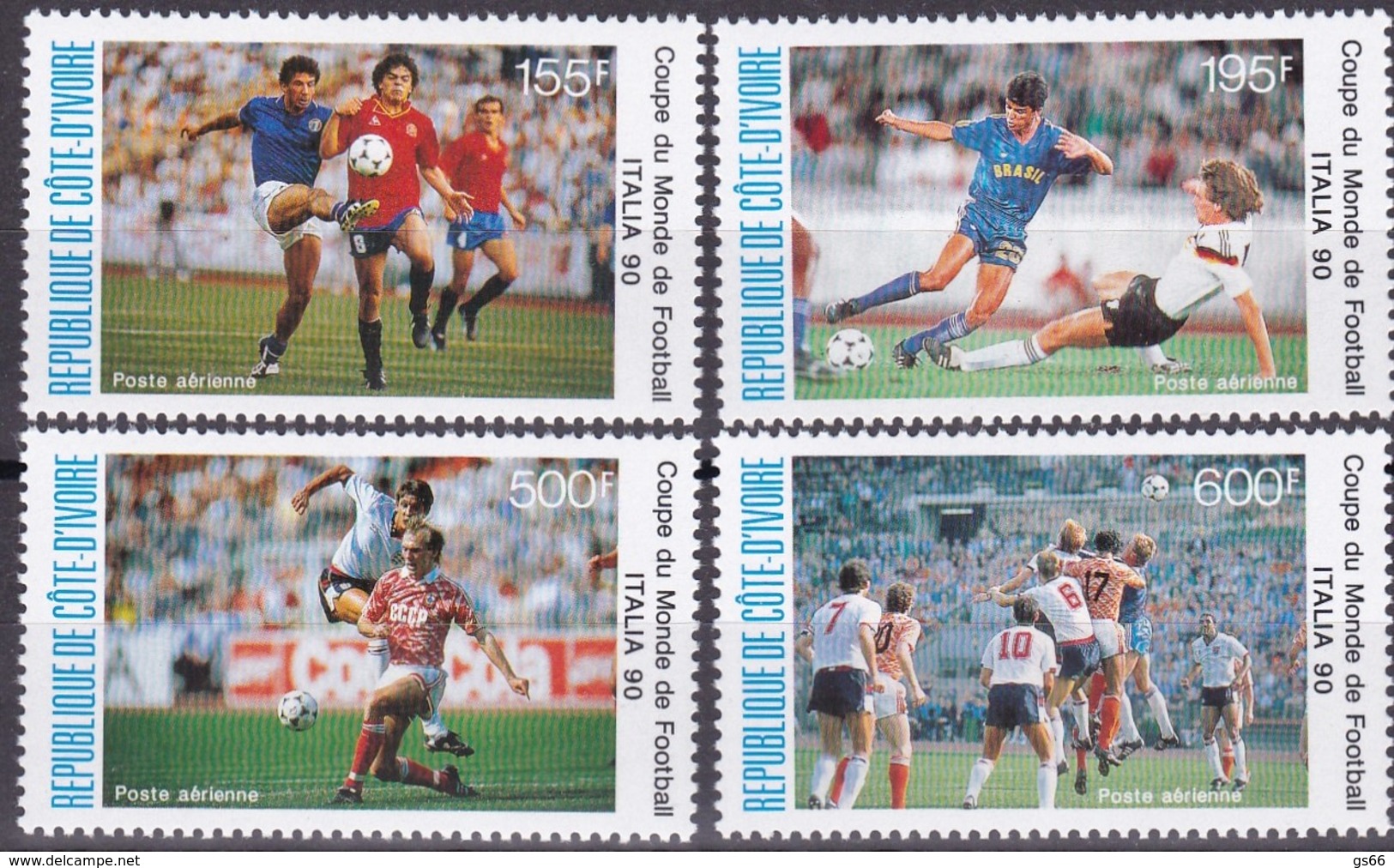 Elfenbeinküste, 1990, 1014/17, Fußball-Weltmeisterschaft 1990.  MNH **, - Côte D'Ivoire (1960-...)