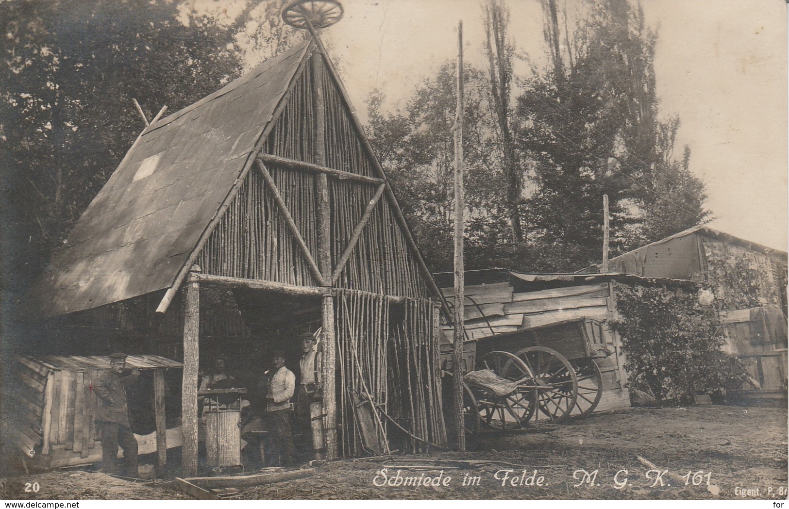 Allemagne : Schmiede Im Felde ( Forgeron Sur Le Terrain, Militaria ) Tampon Militaire Au Dos - A Identifier