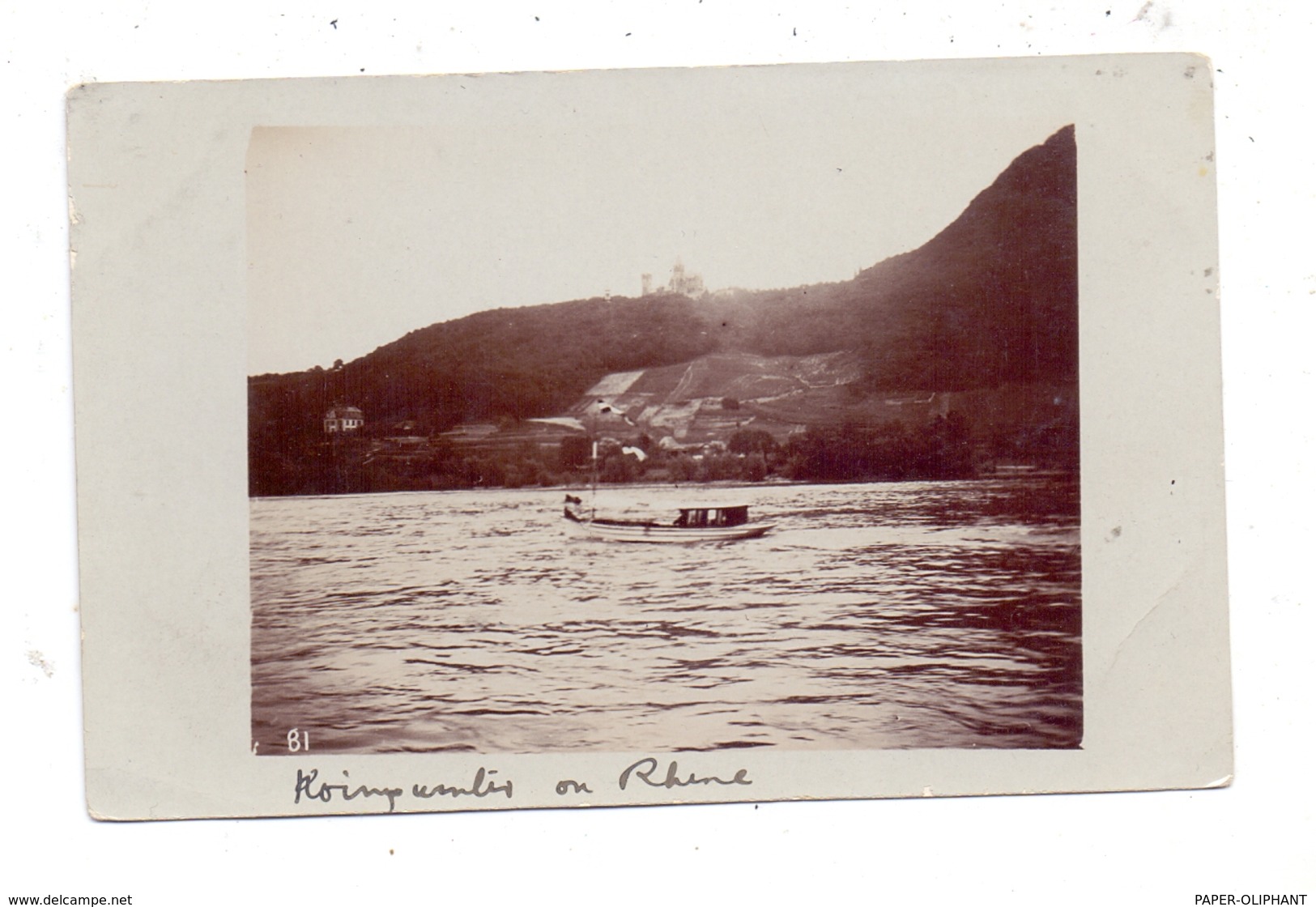 5330 KÖNIGSWINTER, Photo-AK, Schloß Drachenburg Vom Rhein Aus Gesehen, Binnenschiff, Ca. 1910 - Koenigswinter