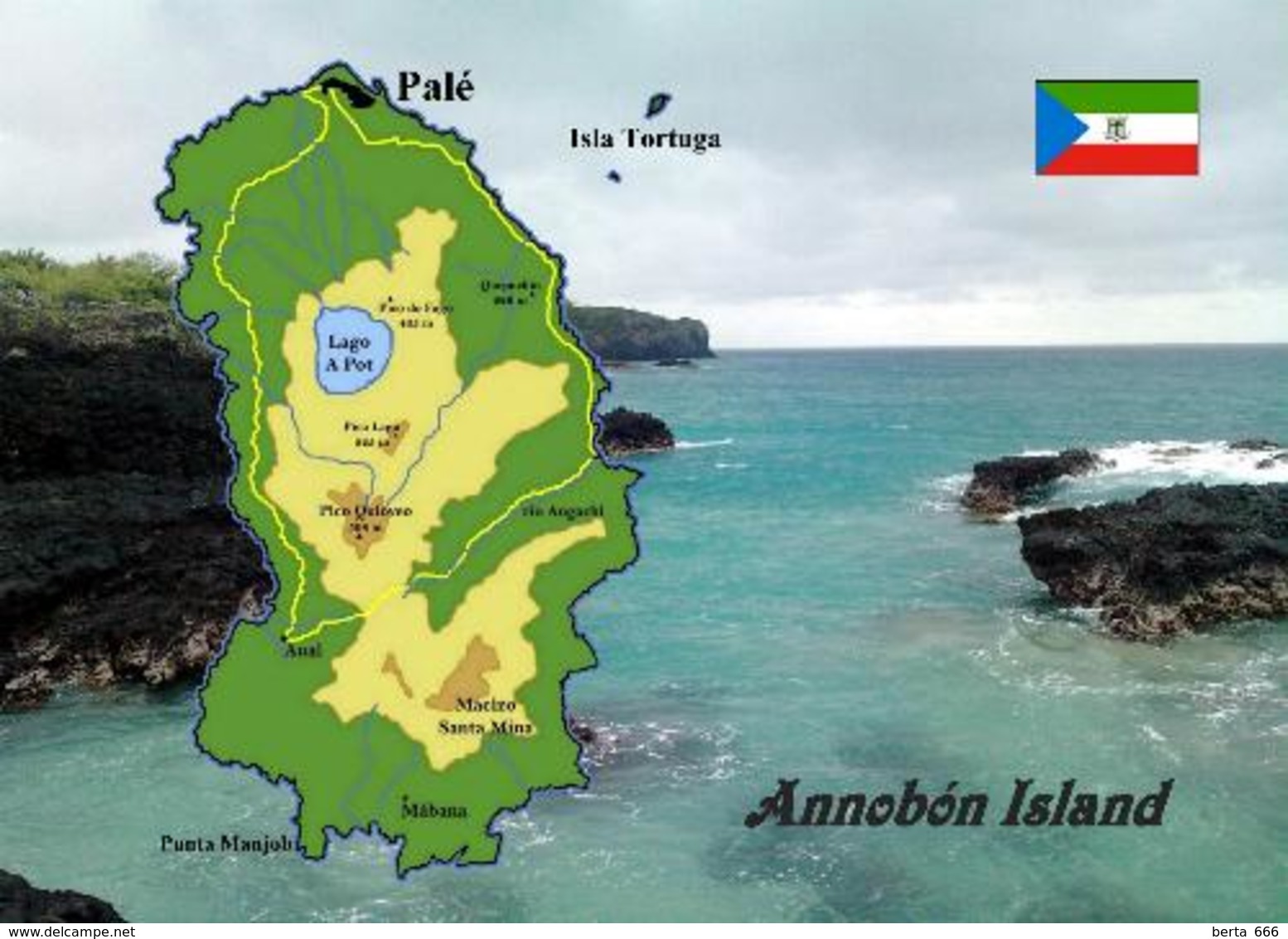 Equatorial Guinea Annobon Island Map New Postcard - Guinée Equatoriale