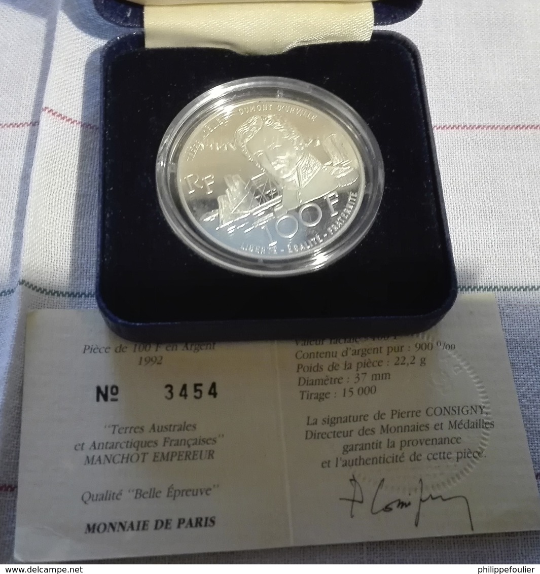 MONNAIE DE PARIS Terres Australes Antarctiques Françaises Épreuve 100 F.argent - Altri & Non Classificati