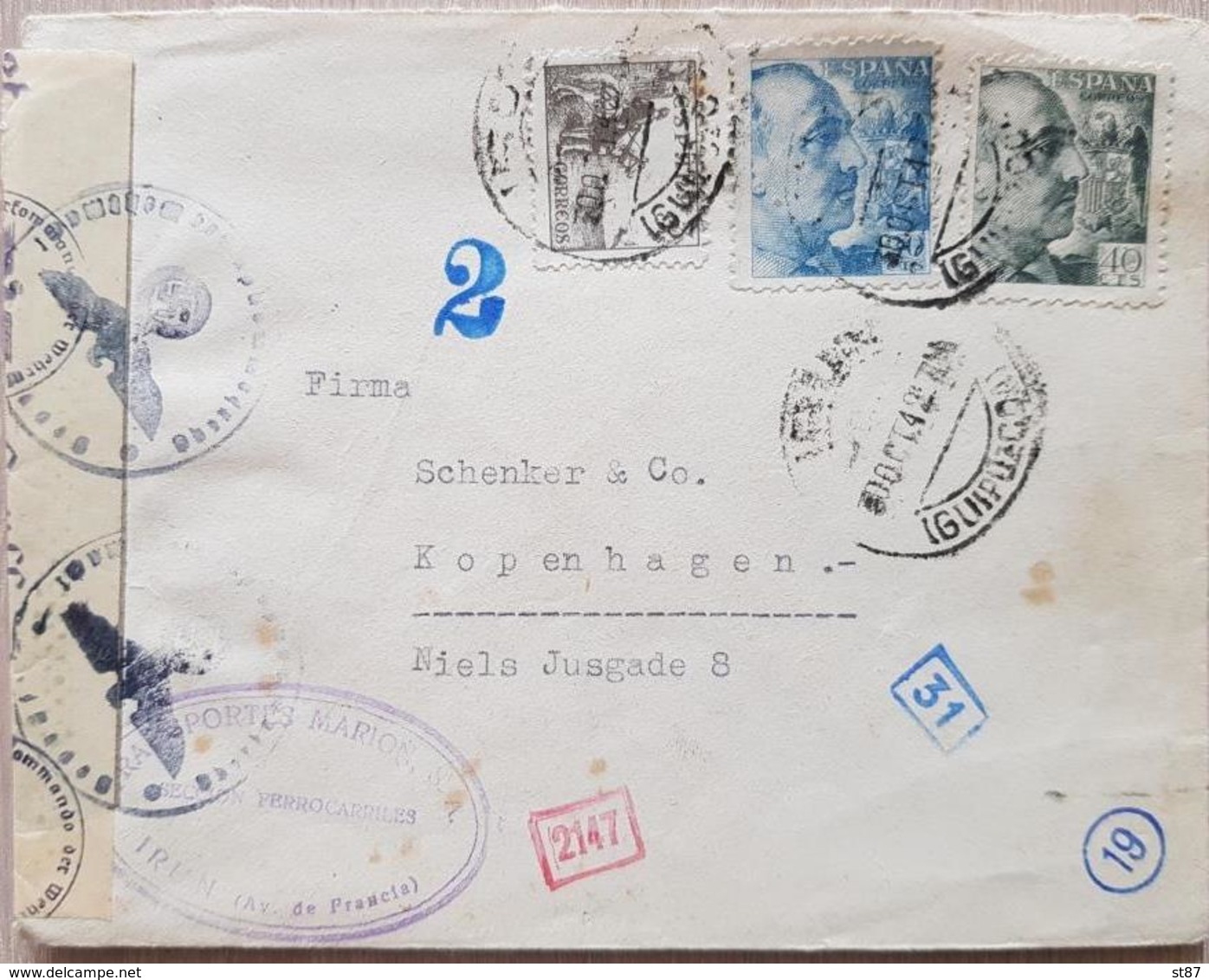 Spain Denmark 1942 Censored - Other & Unclassified