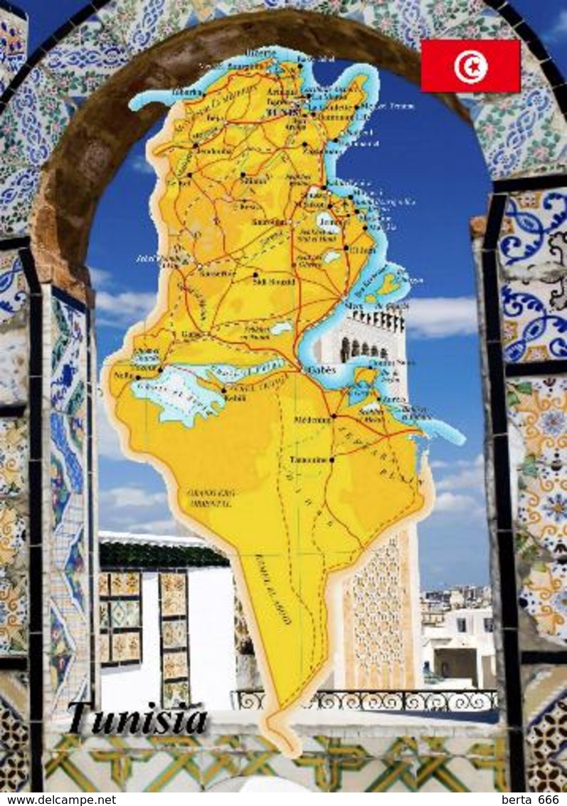 Tunisia Map New Postcard - Tunisie