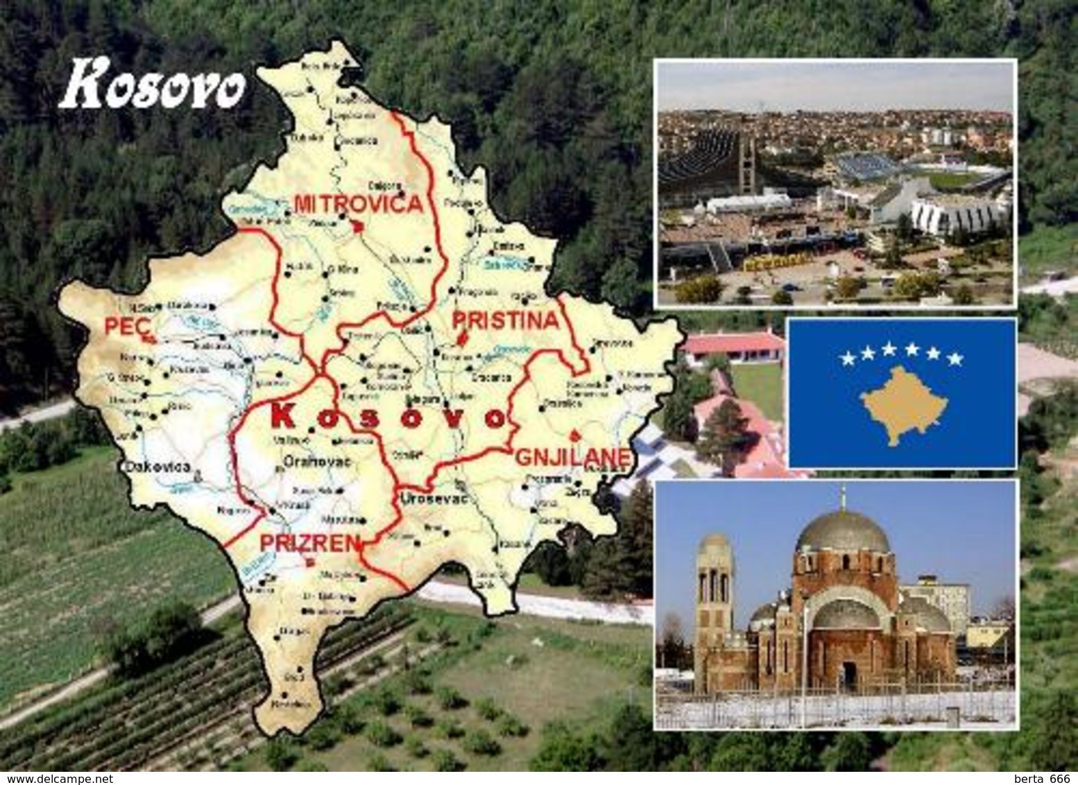 Kosovo Map New Postcard Landkarte AK - Kosovo