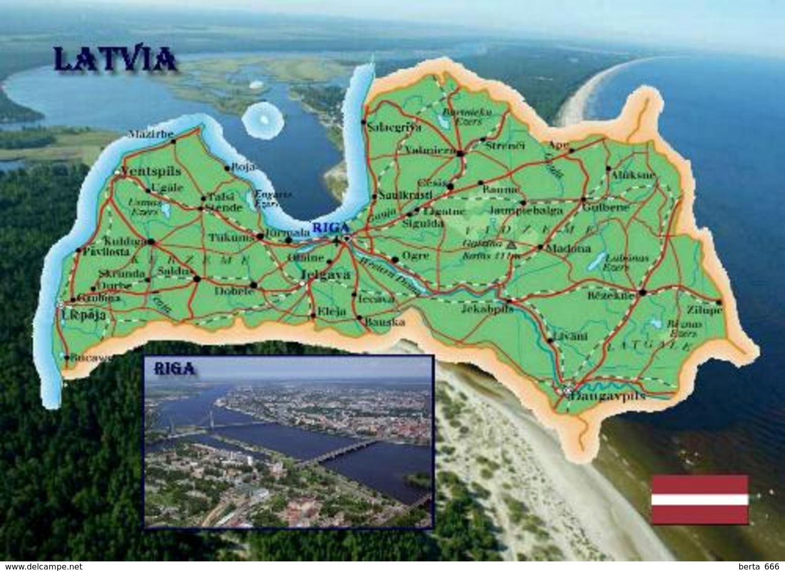 Latvia Map New Postcard - Lettland