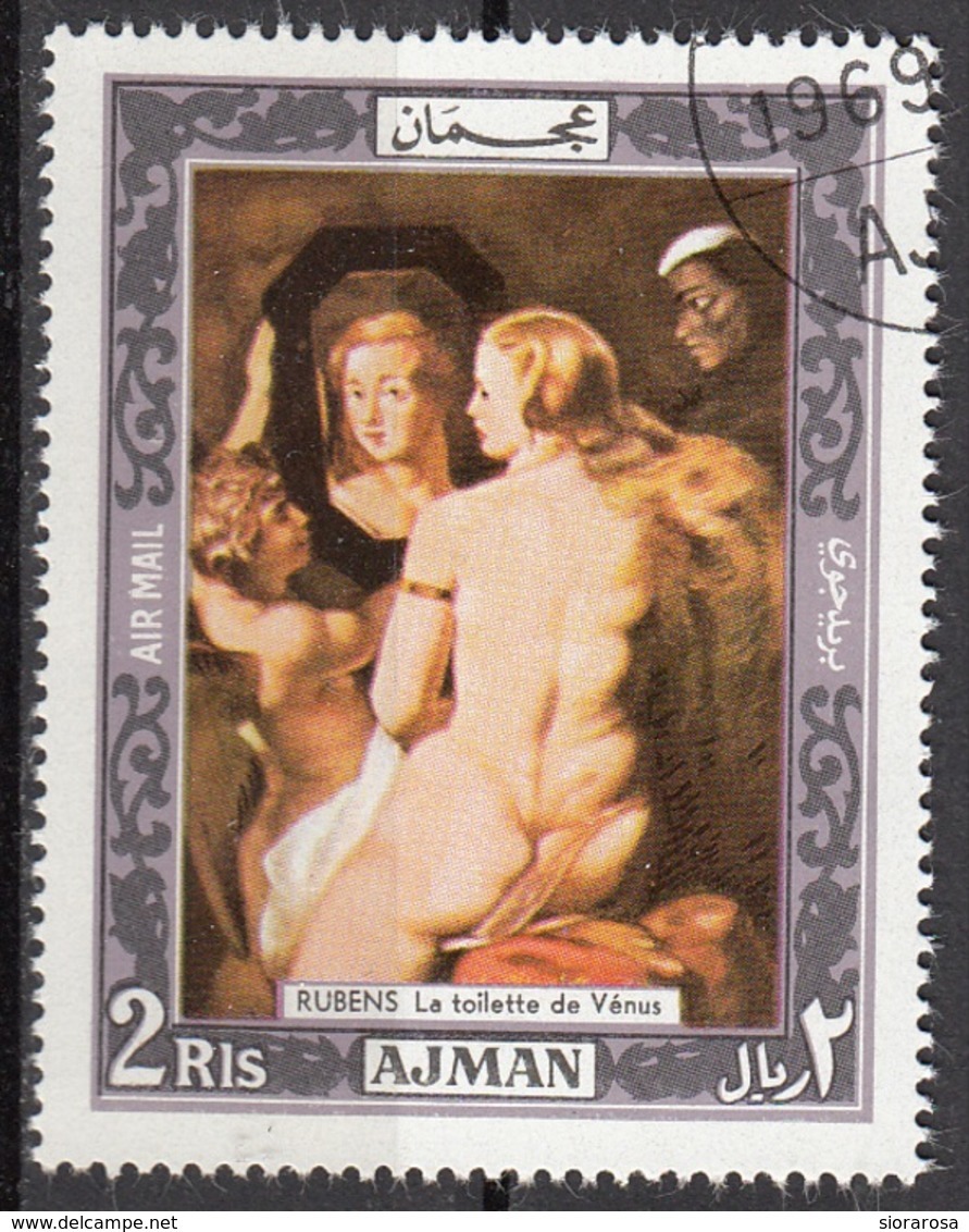 435 Ajman 1969 " Venere Al Bagno " Quadro Dipinto Da P.P. Rubens Used Paintings Tableaux Venus - Mitologia
