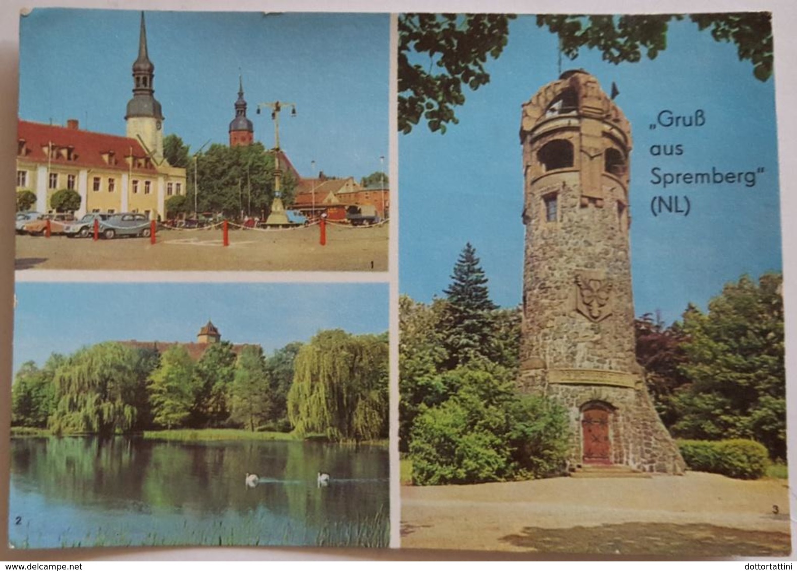 Gruss Aus SPREMBERG - DDR - Multiview - Marktplatz, Schwanenteich Am Schloss, Georgenbergturm  Vg G2 - Spremberg