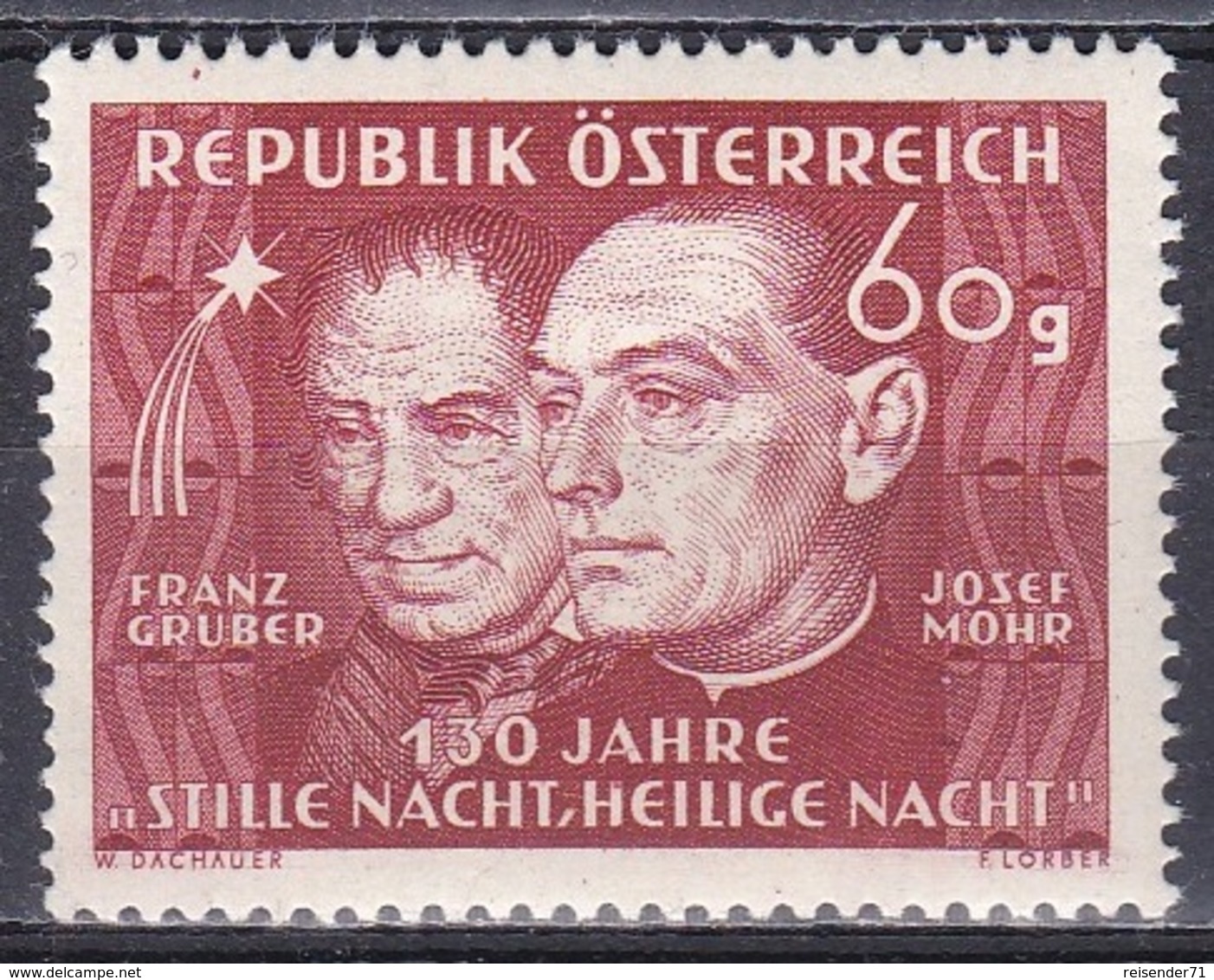 Österreich Austria 1948 Religion Christentum Musik Music Stille Nacht Silent Night Josef Mohr Franz Gruber, Mi. 928 ** - Ungebraucht