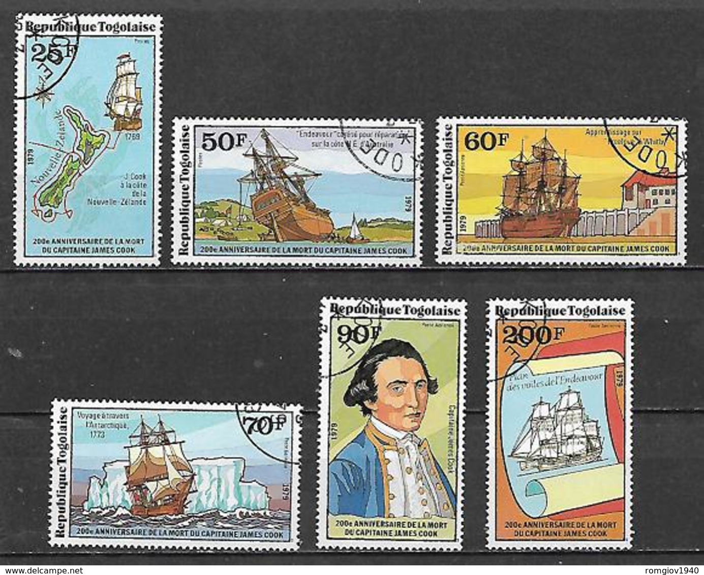 TOGO 1979   ANNIVERSARIO DELLA MORTE DI COOK YVERT. 944-945+POSTA AEREA 373-376 USATA VF - Togo (1960-...)