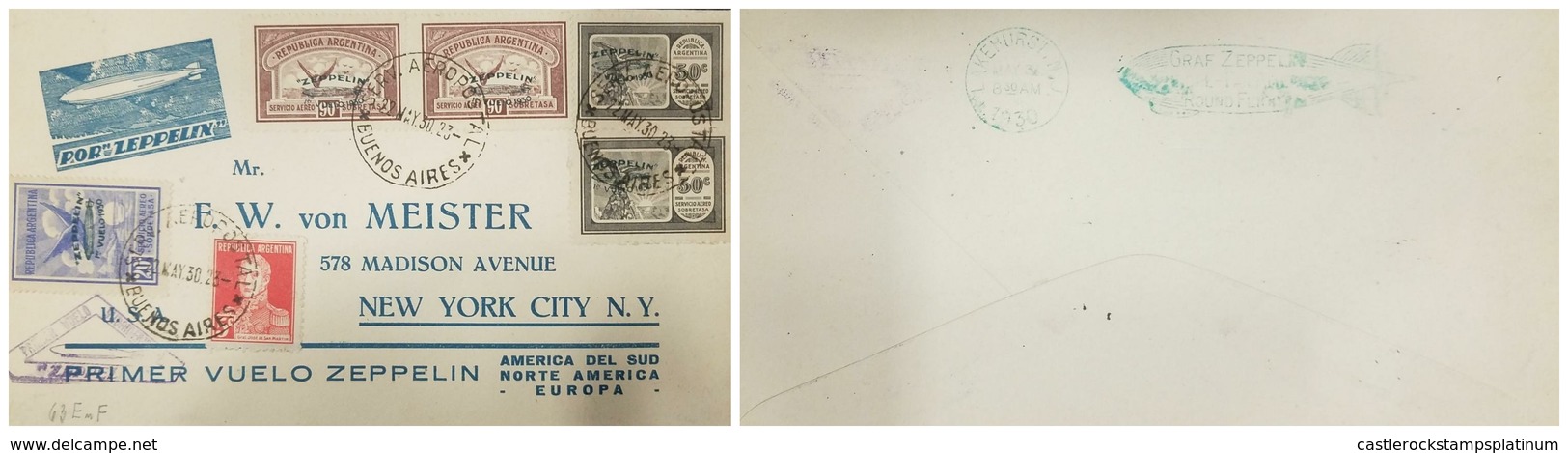 O) 1930 ARGENTINA. GRAFF ZEPPELIN, FIRST FLIGHT ZEPPELIN -PRIMER VUELO ZEPPELIN, OVERPRINTED  ZEPPELIN 1er VUELO 1930- S - Covers & Documents