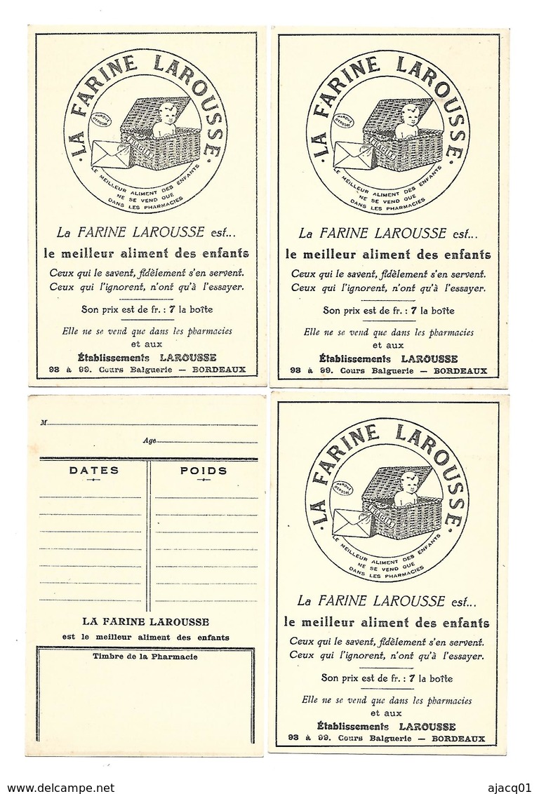 33 Bordeaux Carte Publicitaire  La Farine Larousse  Bordeaux Lot 4 Cartes - Autres & Non Classés