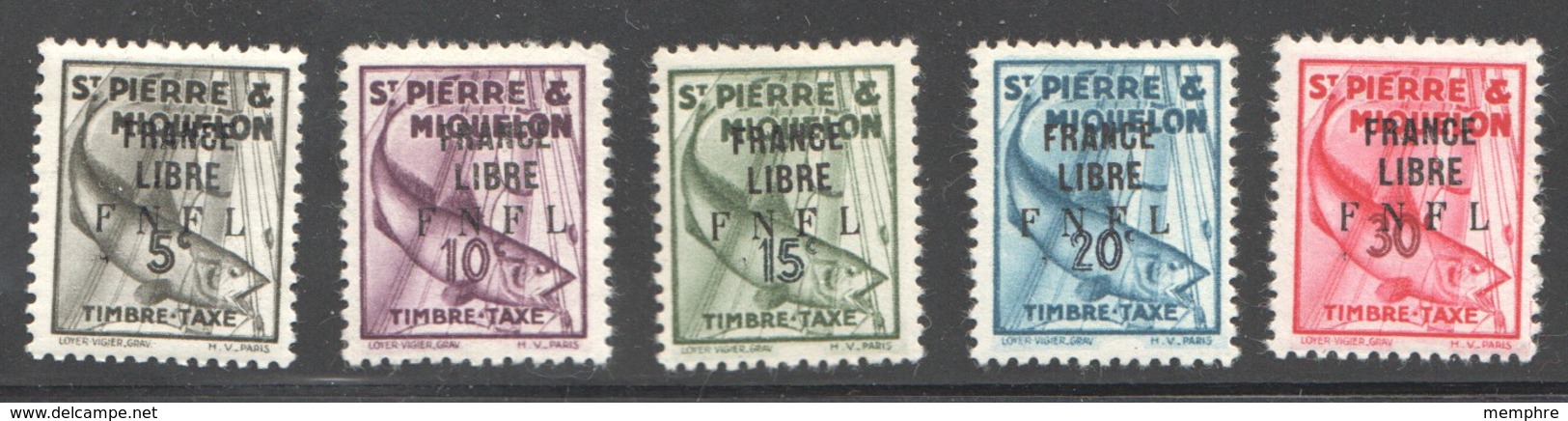 Timbres Taxe Surchargés  <France Libre - F.N.F.L.>  Yv 57-61 * - Timbres-taxe