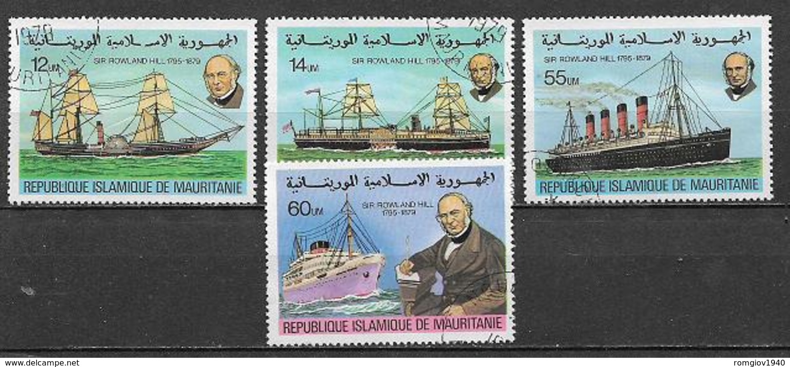 MAURITANIA    1979    75° ANNIVERSARIO MORTE DI ROWLAND HILL YVERT. 418-421 USATA VF - Mauritanië (1960-...)