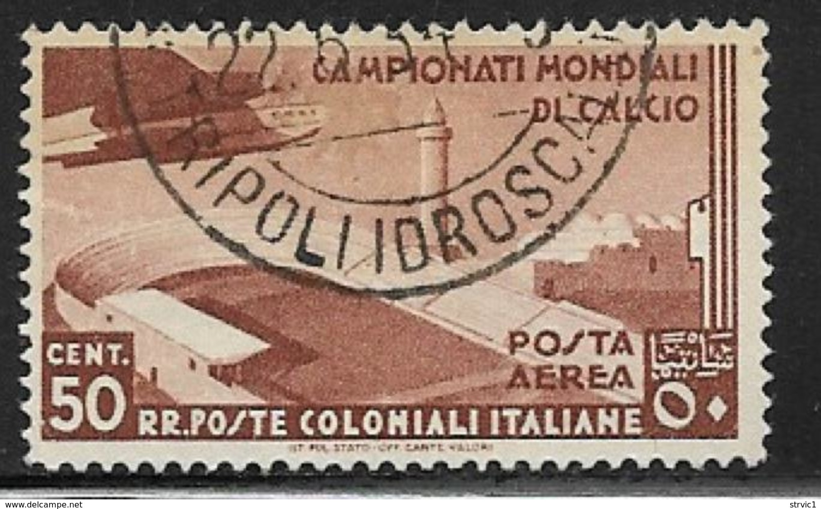 Italian Colonies Scott #C29 Used Airplane Over Stadium, 1934 CV$47.50 - General Issues