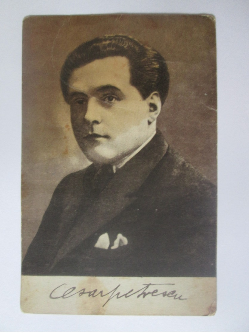 Cezar Petrescu,Romanian Writer & Journalist,unused Postcard With Autograph From The 20s-Colectură 10 Lei Iași - Romania