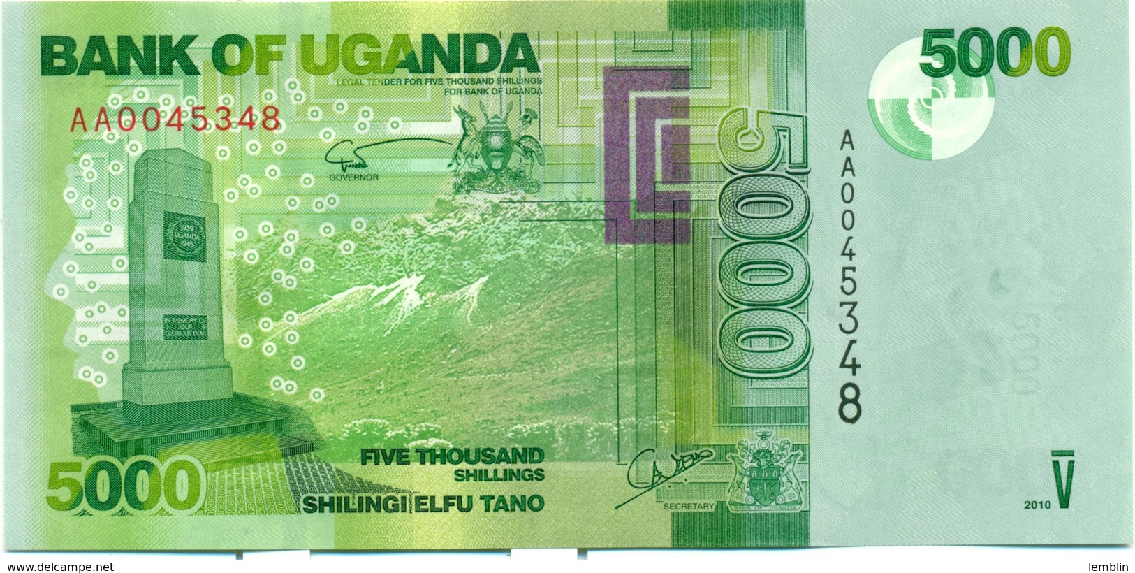 5.000 SHILLINGS 2010 - Ouganda