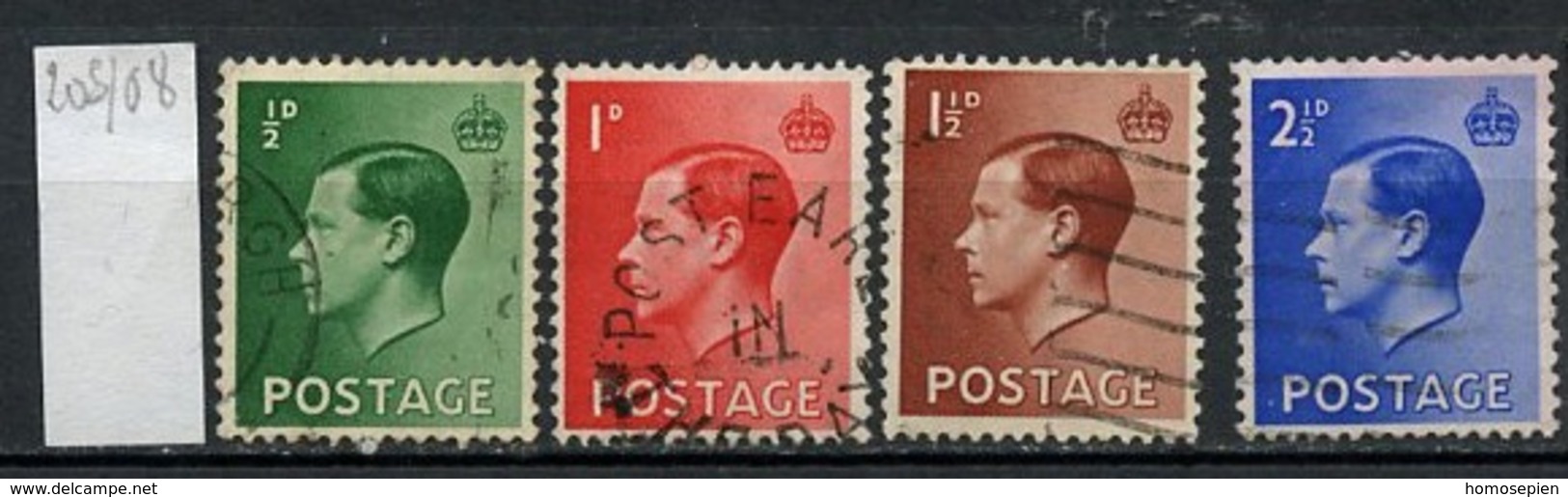 Grande Bretagne - Great Britain - Großbritannien 1936 Y&T N°205 à 208 - Michel N°193 à 196 (o) - Edouard VIII - Used Stamps