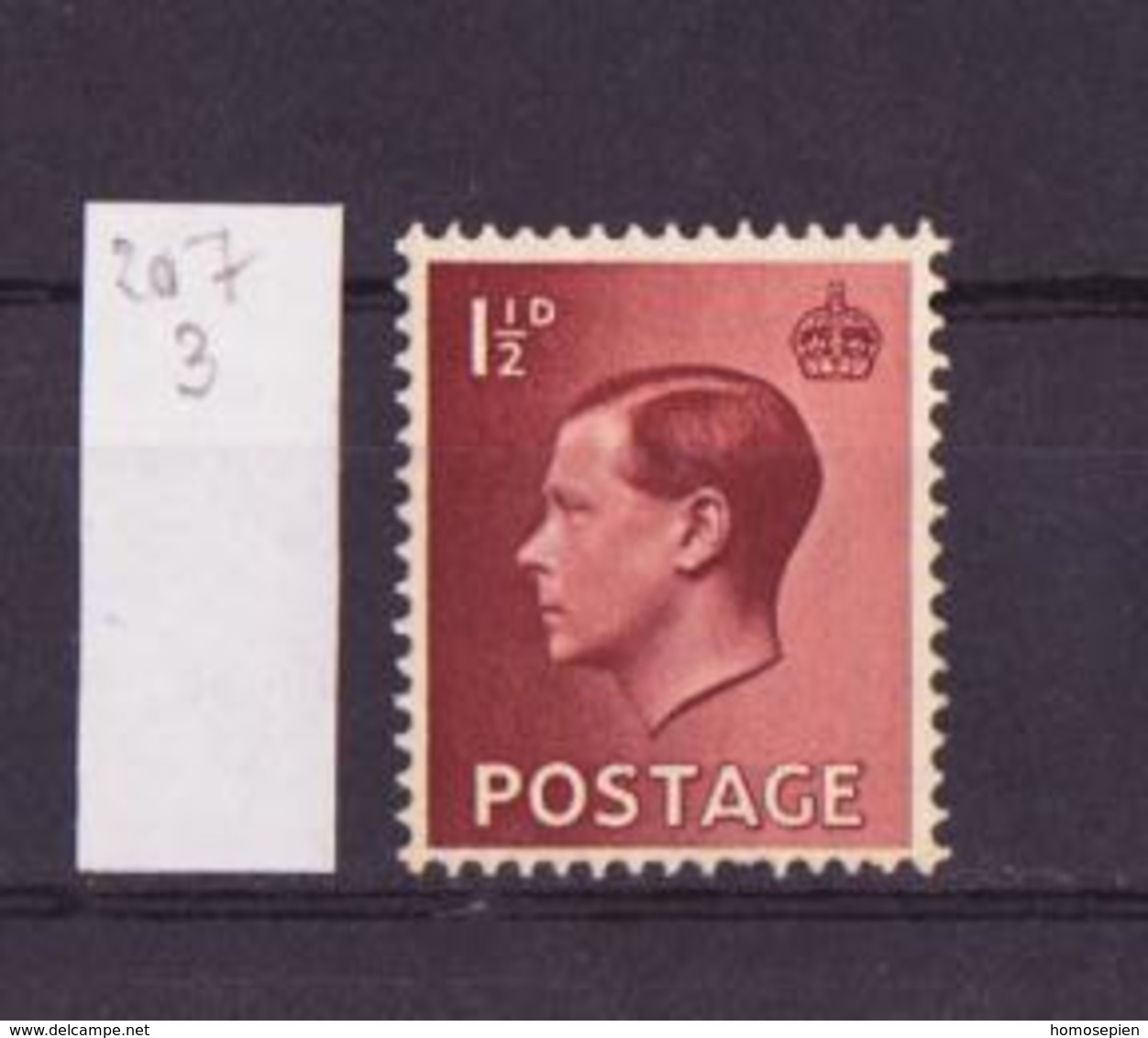 Grande Bretagne - Great Britain - Großbritannien 1936 Y&T N°207 - Michel N°195 *** - 1,5p Edouard VIII - Unused Stamps