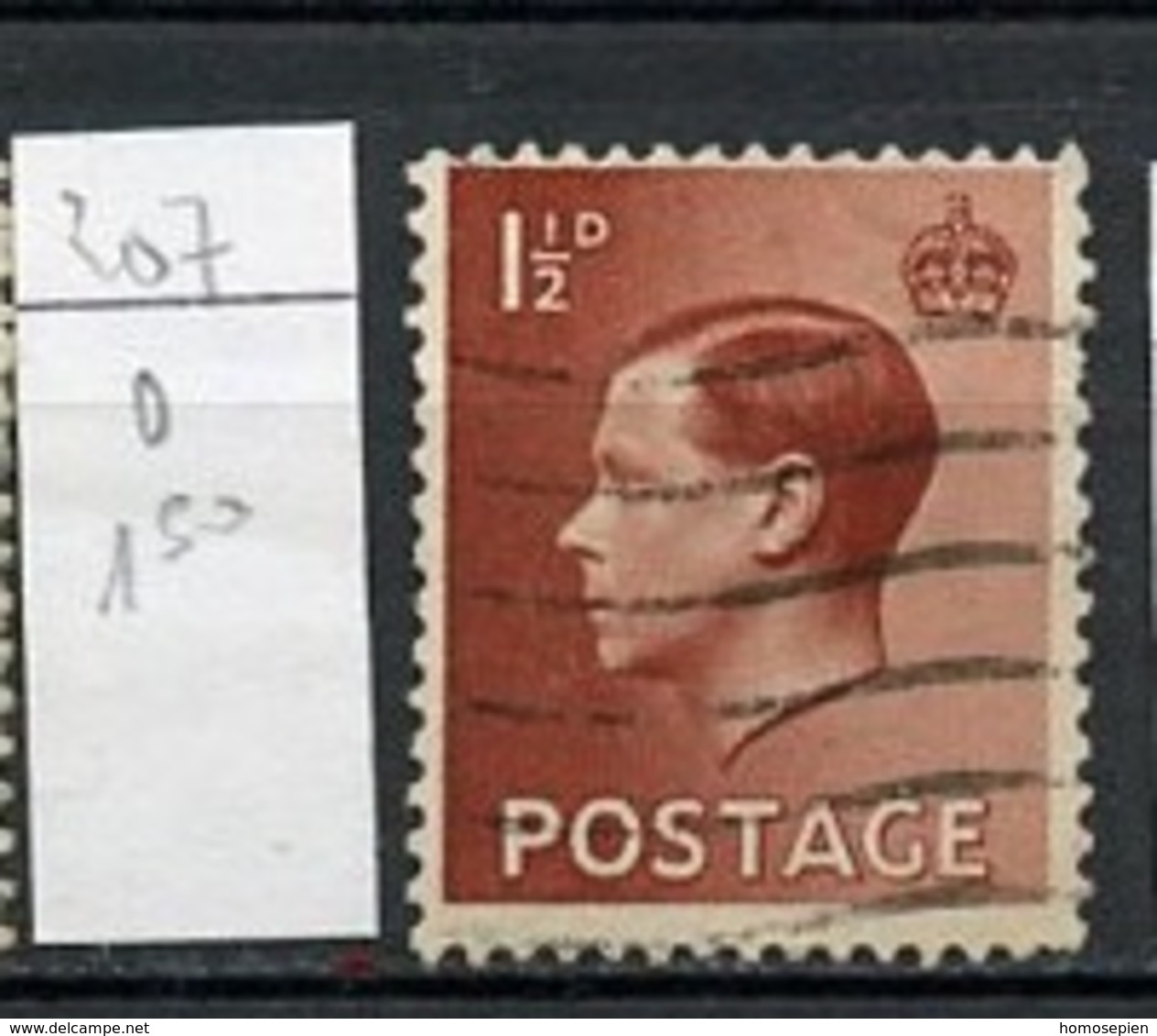 Grande Bretagne - Great Britain - Großbritannien 1936 Y&T N°207 - Michel N°195 (o) - 1,5p Edouard VIII - Used Stamps