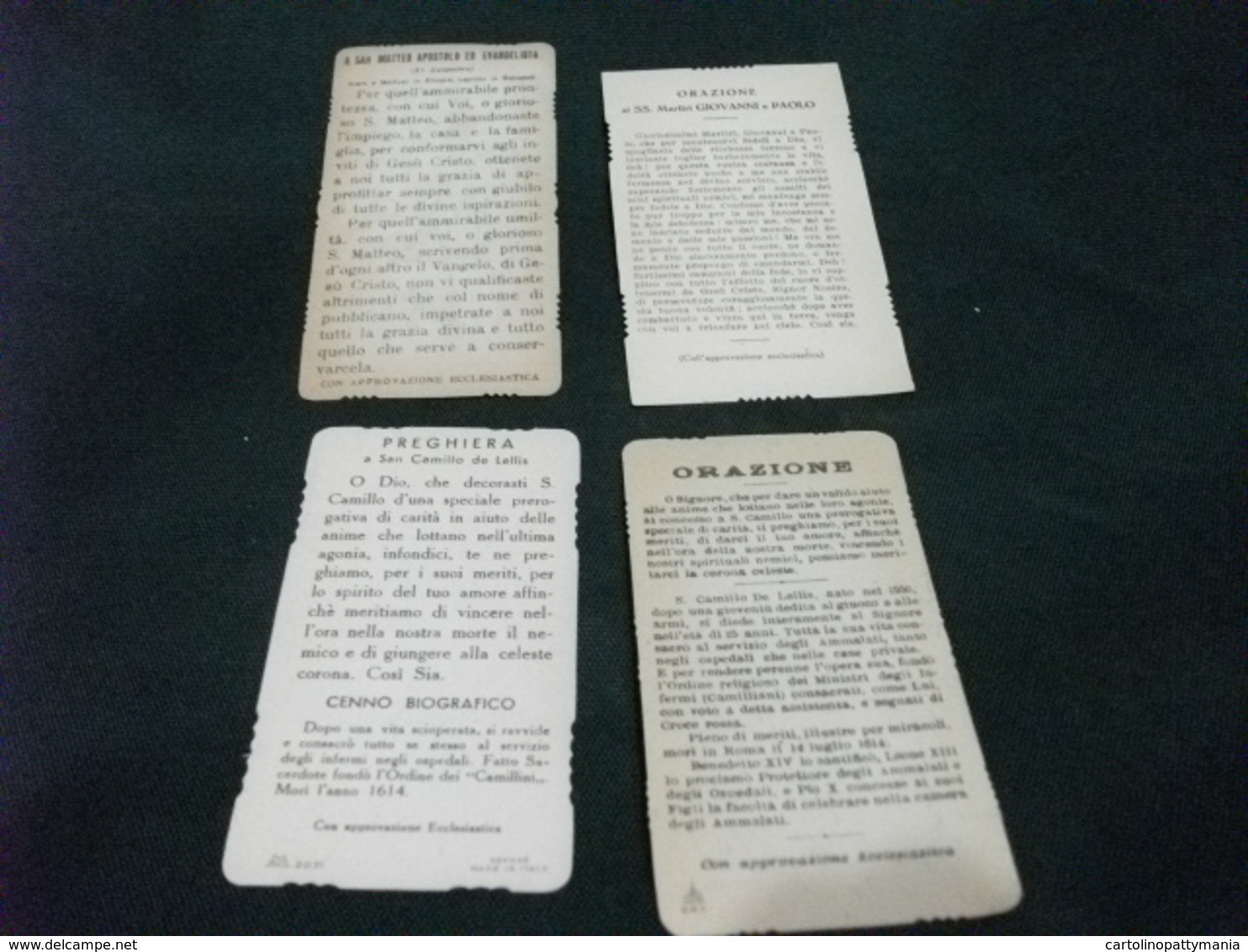 SANTINO LOTTO 4 SANTINI S. MATTEO S. GIOVANNI E PAOLO S. CAMILLO DE LELLIS 2 PEZZI DIFFERENTI - Religion & Esotericism