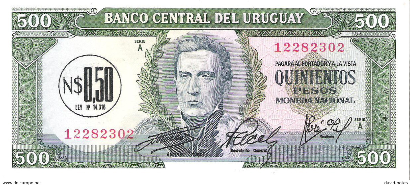 Uruguay  - Pick 54 - 0.50 Nuevo Peso = 500 Pesos 1975 - Unc - Uruguay