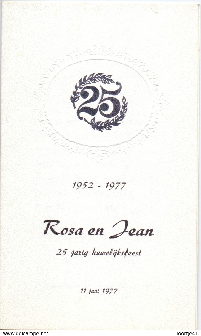 Menu - Huwelijksverjaardag 25 Jaar Rosa X Jean - Zaal Raffeisenkas Te Heers 1977 - Menus