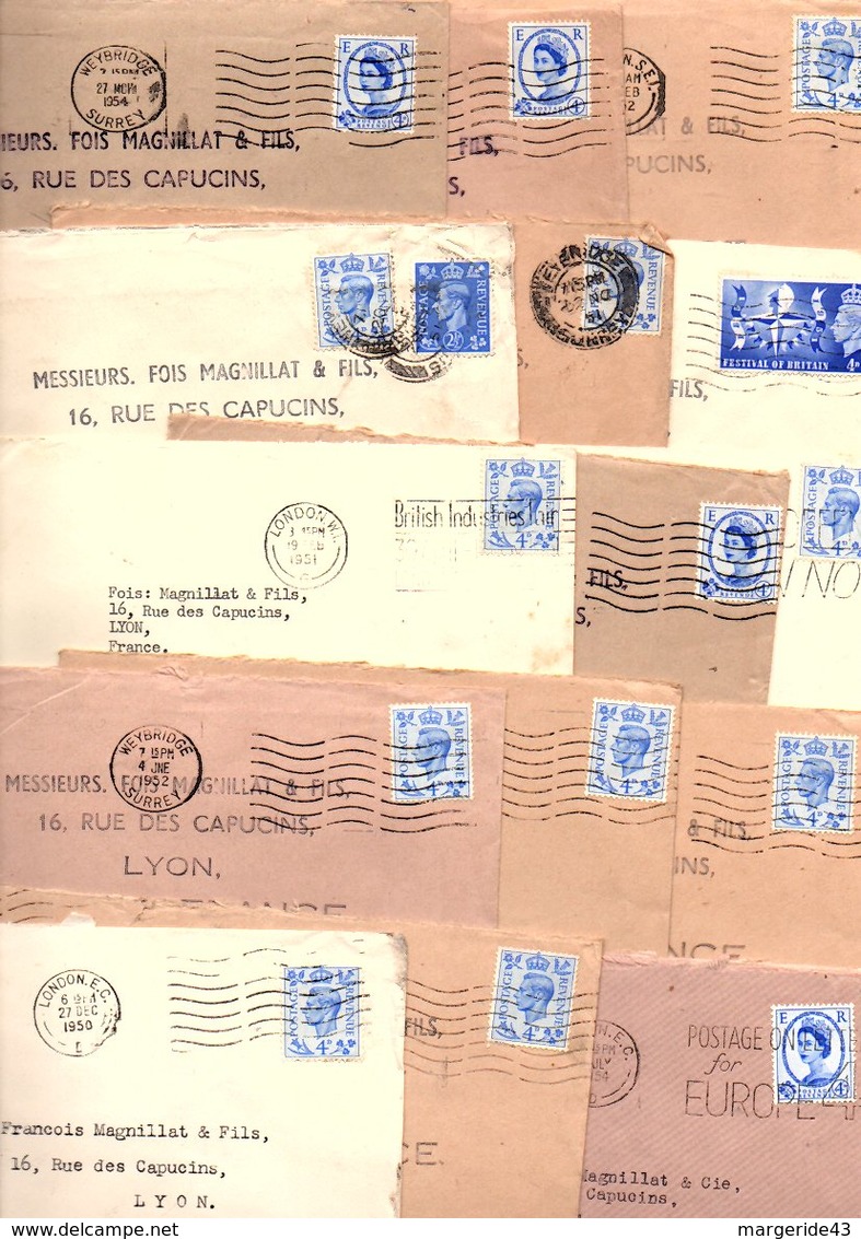 GB ROYAUME UNI MARCOPHILIE LOT DE LETTRES POUR LA FRANCE - Lots & Kiloware (mixtures) - Max. 999 Stamps