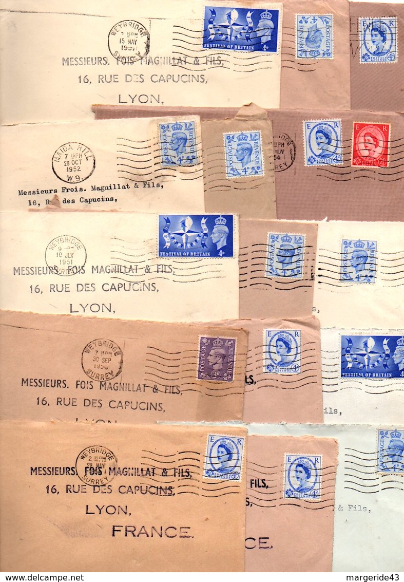 GB ROYAUME UNI MARCOPHILIE LOT DE LETTRES POUR LA FRANCE - Lots & Kiloware (mixtures) - Max. 999 Stamps