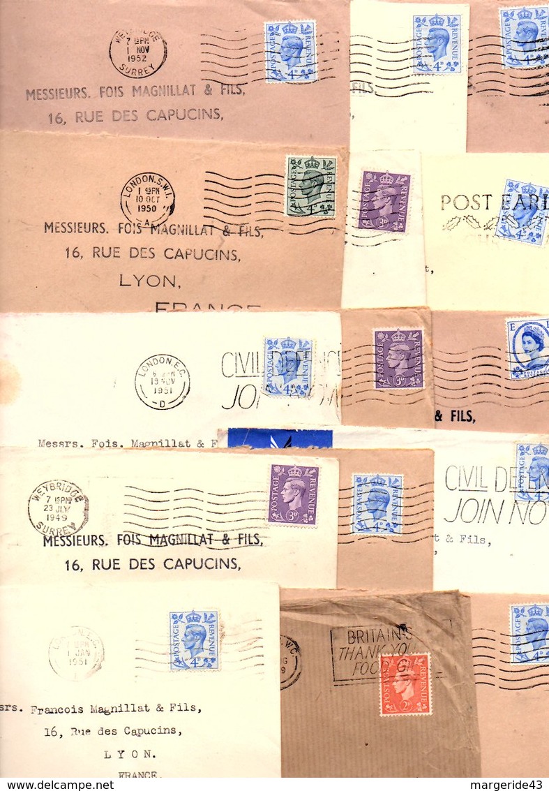 GB ROYAUME UNI MARCOPHILIE LOT DE LETTRES POUR LA FRANCE - Lots & Kiloware (mixtures) - Max. 999 Stamps