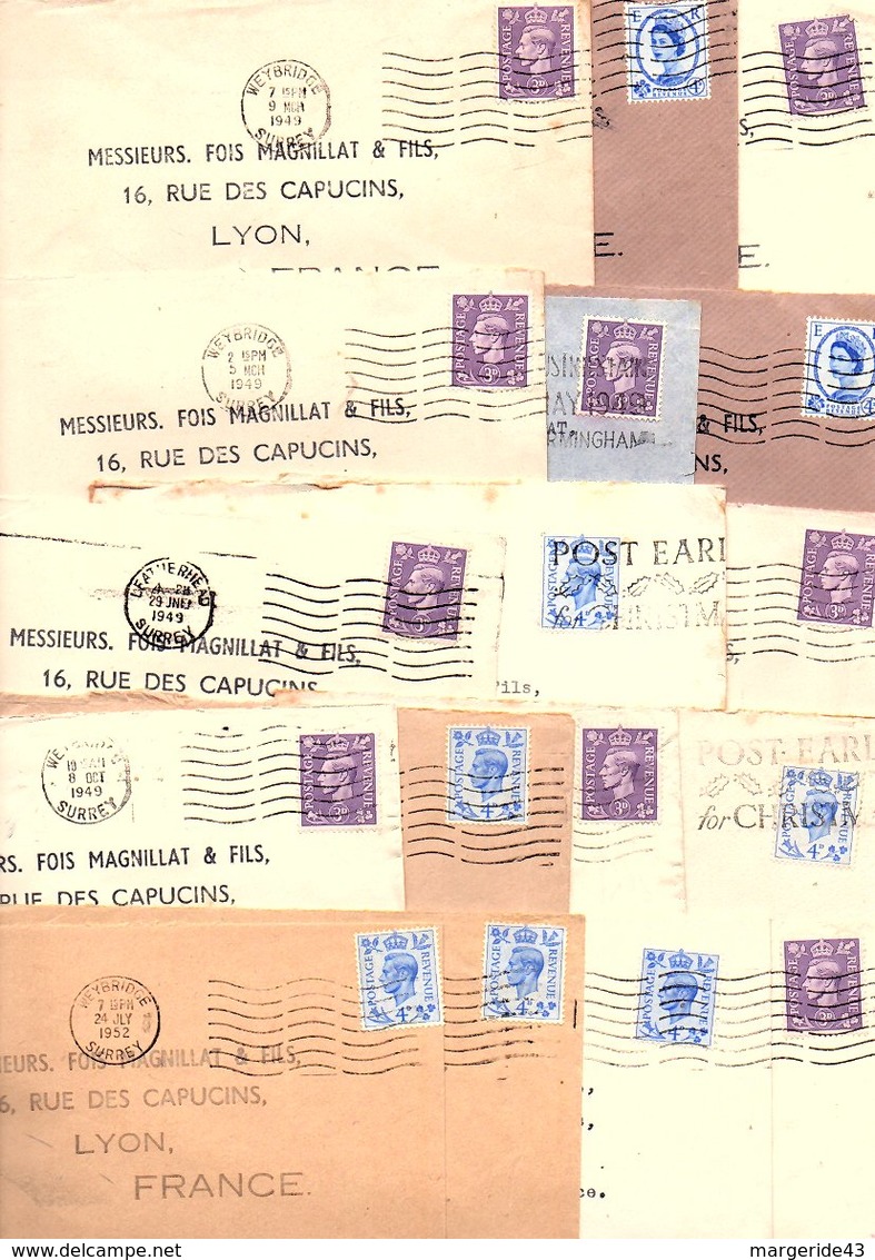 GB ROYAUME UNI MARCOPHILIE LOT DE LETTRES POUR LA FRANCE