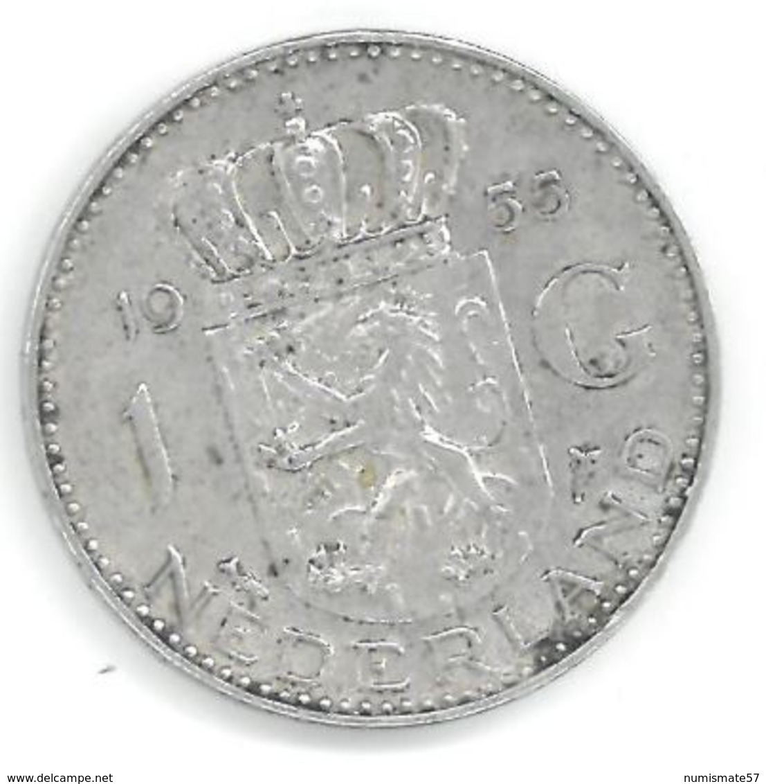 PAYS-BAS - 1 GULDEN 1955 - ARGENT - JULIANA - 1948-1980 : Juliana