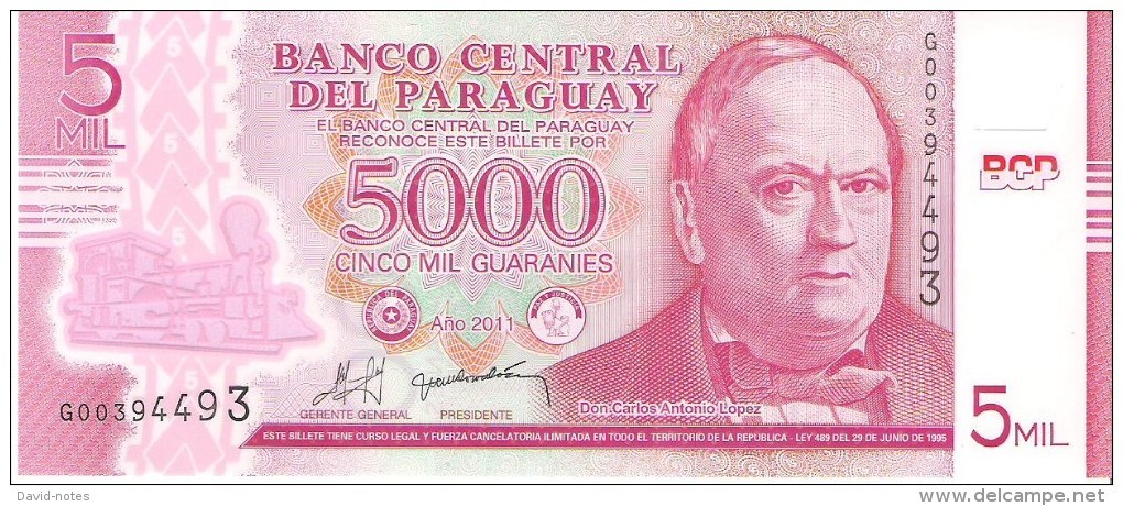 Paraguay - Pick 234  - 5000 Guaranies 2011 - Unc - Paraguay