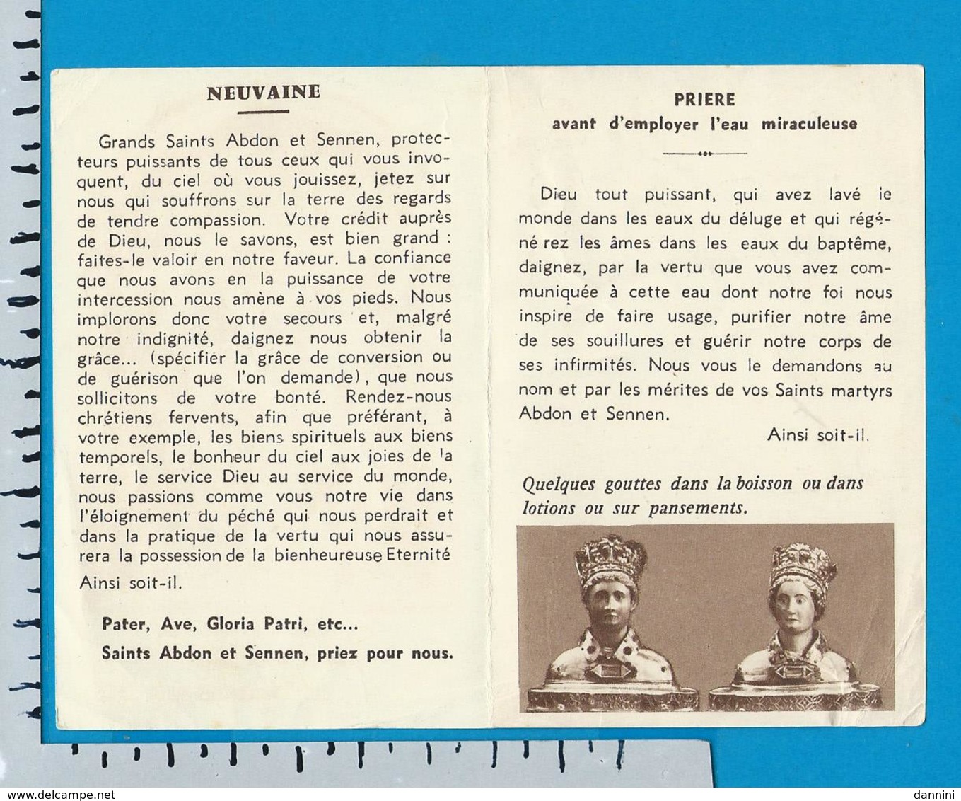 Holycard    St. Abdon & Sennen   Novene   Arles - Sur - Tech - Santini