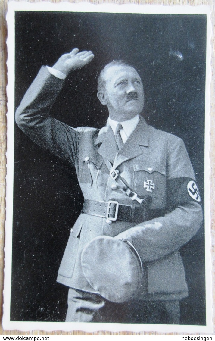 DR 1 Pfg. Hindenburg SST Berlin + 3 Groschen Österreich Maschinenstempel Auf Blanco Karte Mit Bild Adolf Hitler - Sonstige & Ohne Zuordnung